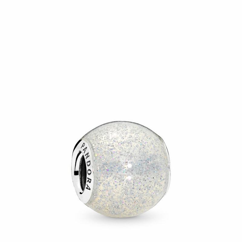 Pandora Glitter Ball Charm - Sterling Silver/Enamel/White - Canada | AL8221PX